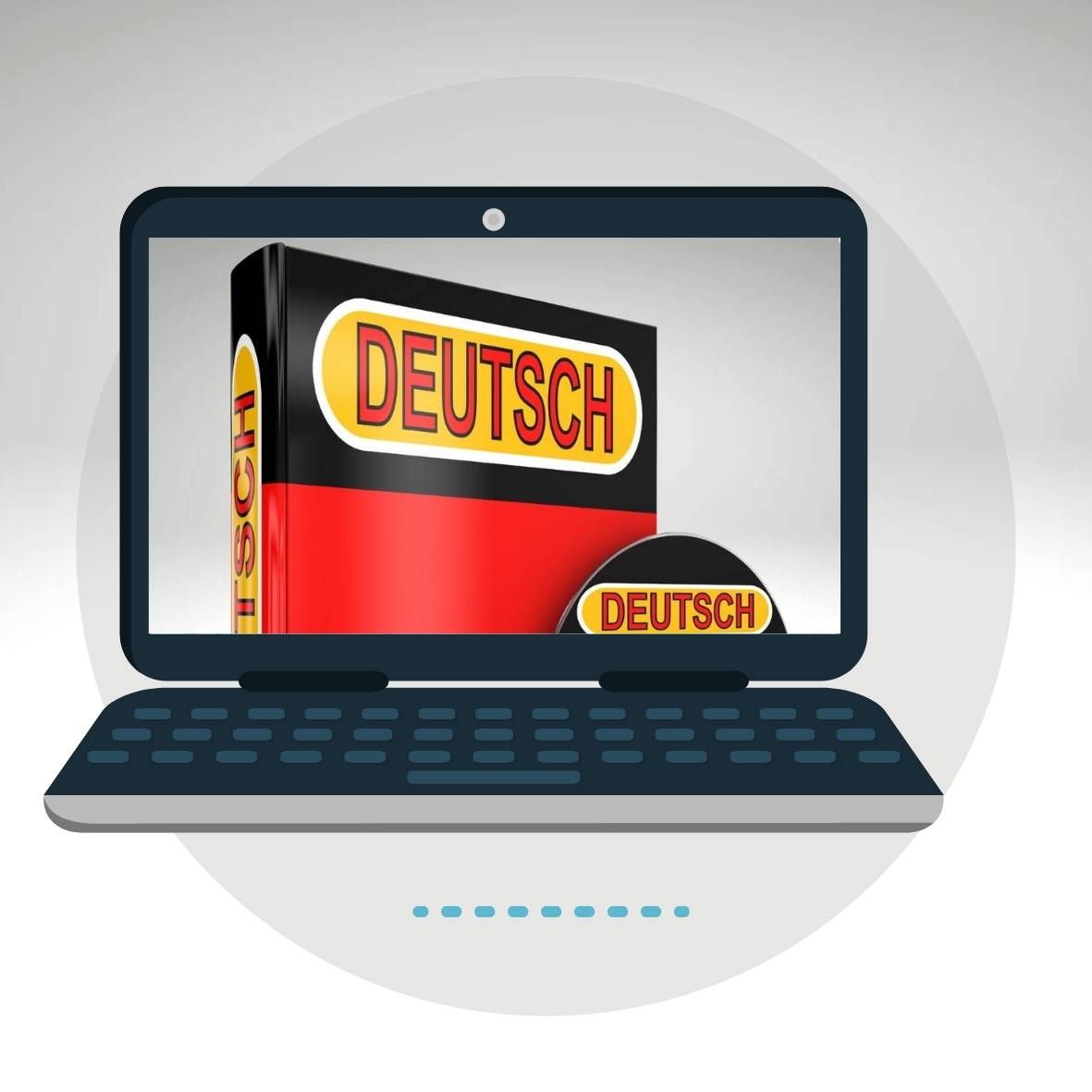 Blue Illustration Laptop Hello Circle Sticker(6)