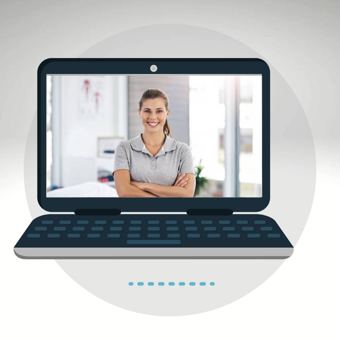 Blue Illustration Laptop Hello Circle Sticker(9)